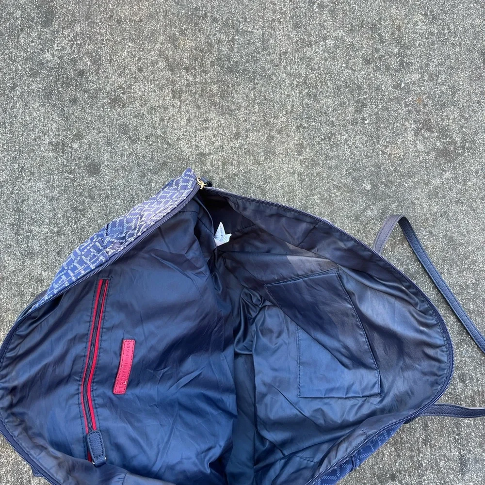 Tommy Hilfiger Blue and Red Duffel Bag with Sporty Design